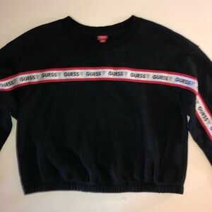 GUESS Crop Sweater Womens Size Large Black Red and White
